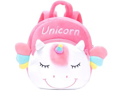 Dětský plyšový batoh Jednorožec, polyester, 23x18 cm, nastavitelné popruhy
