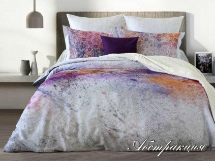 Saténové povlečení 150x210 Ornamenty fialová lila Lusso D39 povlaky na polštáře 2x50/60 2x 50/70 prostěradlo 150x210