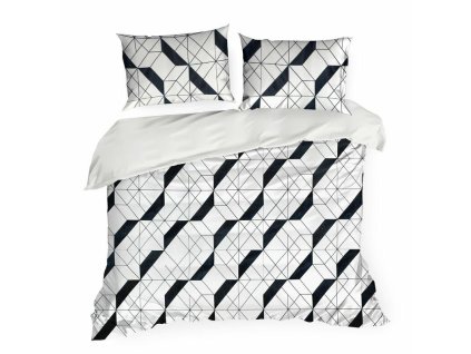 Ložní prádlo z mikrovlákna 220x200 Geo 1 bílé černé geometrické D91 A