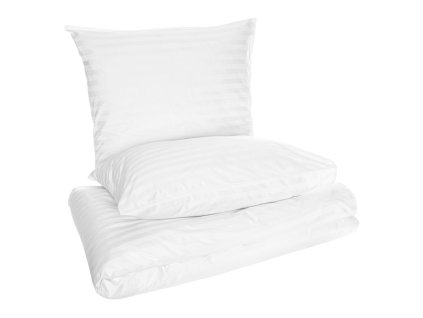 Hotelový povlak na polštář 140x200 Adamash bílý s 1 cm pruhy se zipem I24