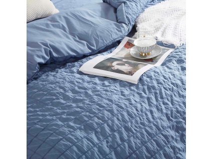 Ložní prádlo z mikrovlákna 140x200 Creasy navy blue crinkle I24