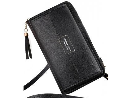 Dámská spojka peněženka pro telefon, stříbrný kovový hardware, měkká ekologická kůže, 20x11x4.5 cm