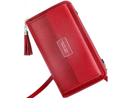 Dámská peněženka s obálkou na telefon, stříbrný kovový hardware, měkká ekologická kůže, 20x11x4.5 cm