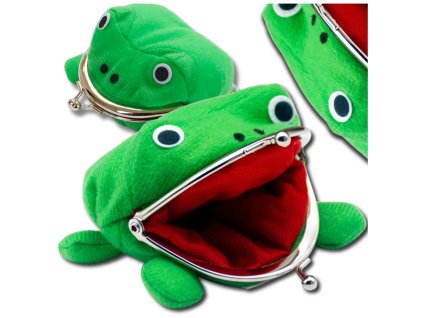 Dětská Plyšová Peněženka ve tvaru Žabky, Zelená, 10x9x5 cm