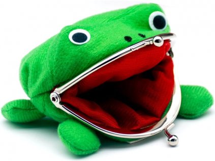 Dětská Plyšová Peněženka ve tvaru Žabky, Zelená, 10x9x5 cm