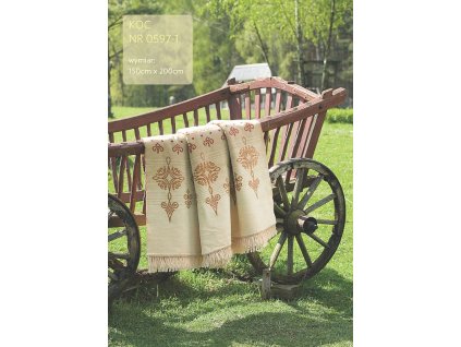 Akrylová bavlněná přikrývka 150x200 0597/1 krémově béžová přehoz přes postel přikrývka