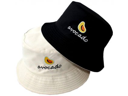 Oboustranný Klobouk Avocado BUCKET HAT, černá/světle béžová s avokádovou ražbou, polyester/bavlna, univerzální velikost 55-59 cm