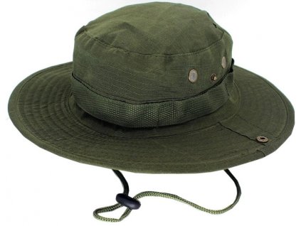 Pánský taktický vojenský klobouk BOONIE, zelená barva, univerzální velikost 55-59 cm, materiál polyester a bavlna