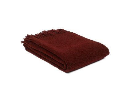 Deka z merino vlny Bukle 140x200 vínová se střapci