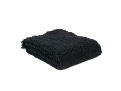 Bukle deka z merino vlny 140x200 černá s třásněmi