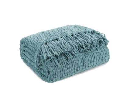 Přehoz na postel 130x170 Suzi mint tkaný s třásněmi Eurofirany