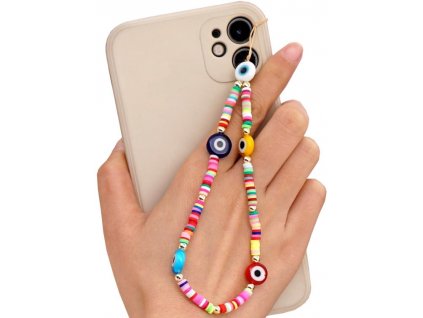 Letní telefonní šňůrka s přívěskem na klíče, ručně vyrobená z perel a korálků, délka 18-19 cm
