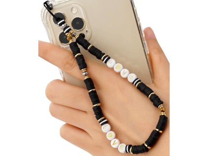 Přívěsek na telefon s perlovými korálky, ruční výroba, délka 18-19 cm