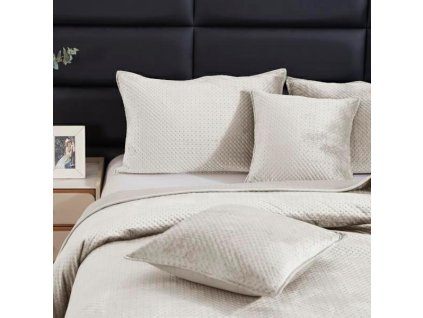 80x160 Maya velurový přehoz na křeslo béžový geometrické kříže I24