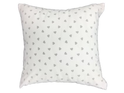 Bavlněný povlak na polštář 50x60 R112 bílý šedý srdce 275D 274D