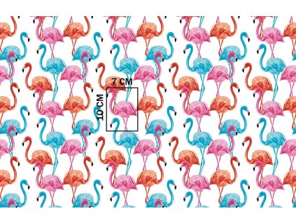 Záclona připravená k upevnění pomocí háčků 160x250 1400E bílí plameňáci barevný prázdninový vzor 120N