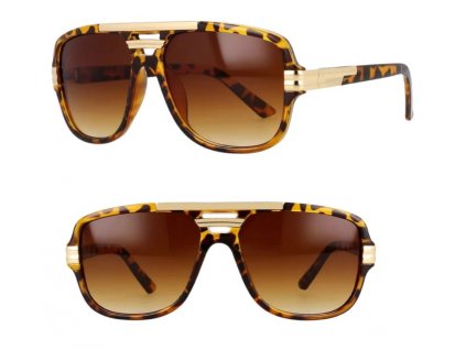 Retro Pilotní Sluneční Brýle pro Muže, Zlatá Barva, UV Filtr 400 kat. 3, Velikost 54-65-15 mm