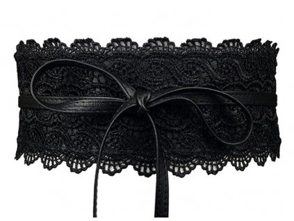 Dámský krajkový pásek pro svetry a šaty, ekologická kůže, délka 210 cm, šířka 9,5 cm