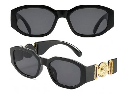 Unisex sluneční brýle s UV400 filtrem, obdélníkové, černé, plastový rám