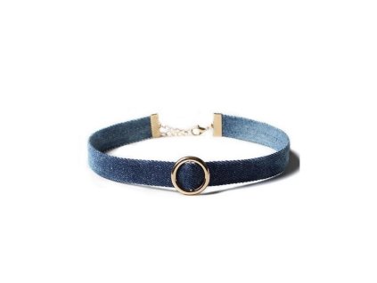 Džínový choker s kroužkem - N470