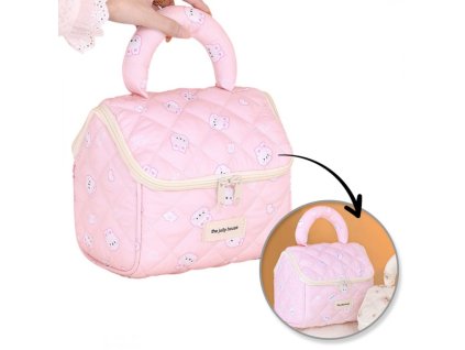 Elegantní rozkládací kosmetická taška polstrovaná BUNNY růžová KS131R