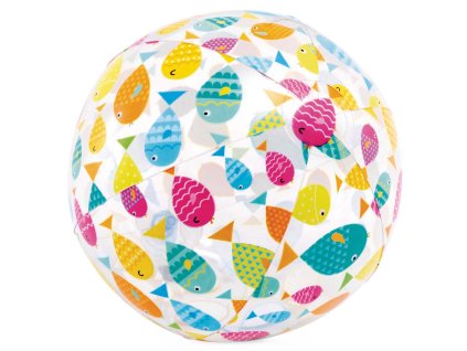 Duhová plážová míč se veselými rybkami 51 cm INTEX 59040
