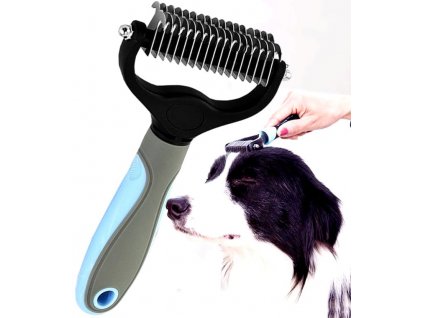 Hřeben na kadeře Trimmer pro psy, protiskluzová gumová rukojeť, rozměry 9,3 cm x 18 cm