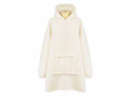 Přírodní krémová merino vlna Universal Hoodie s kapucí a velkou kapsou