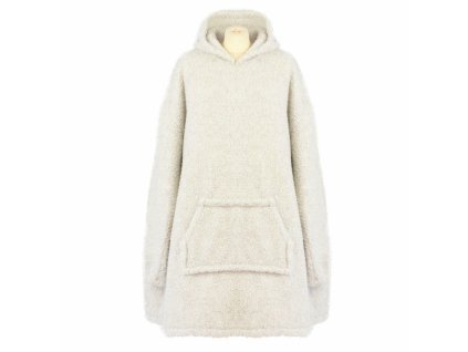 Světle šedá merino vlna Universal Hoodie s kapucí a velkou kapsou