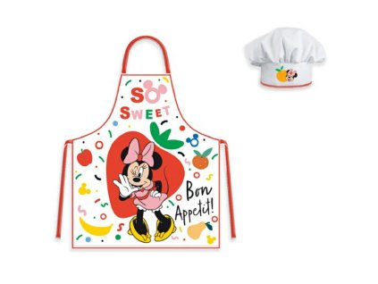 Dětská zástěra s čepicí Minnie 002 barevná kuchařská souprava