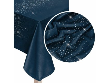 Dekorativní ubrus 140x180 Lesklý tmavě modrý velur s krystaly