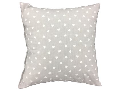 Bavlněný povlak na polštář 50x60 R121 šedé srdce bílé 275D
