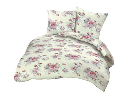 200x220 124/1 krémová krémové růže červené bavlněné povlečení kůra