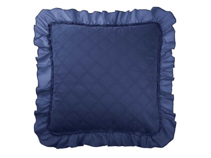 Povlak na polštář s volánem 45x45 Ruffy navy blue s volánem kosočtverec glamour dekorativní na přehoz na postel