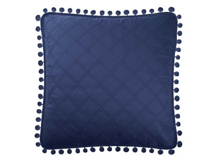 Pompoo povlak na polštář Pompoo pompom 45x45 navy blue Pompoo pompomy kosočtverce glamour dekorativní na přehoz na postel