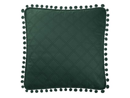 Pompoo bambulky povlak na polštář 45x45 láhev zelená Pompoo bambulky kosočtverce glamour dekorativní pro přehoz na postel