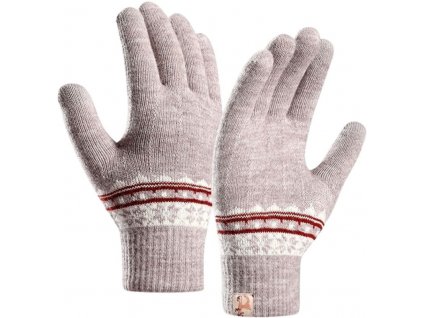 Dámské zimní rukavice s nordickým vzorem, akrylová příze, fialové, univerzální velikost
