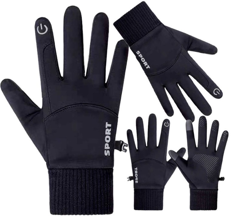 Pánské zateplené zimní rukavice s dotykovou funkcí, černé, materiál 80% elastan a 20% polyester, velikost XL