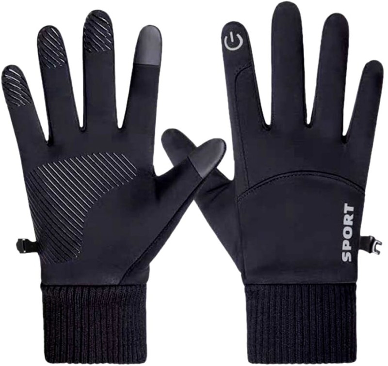 Pánské zateplené dotykové rukavice, černé, elastan a polyester, velikost L