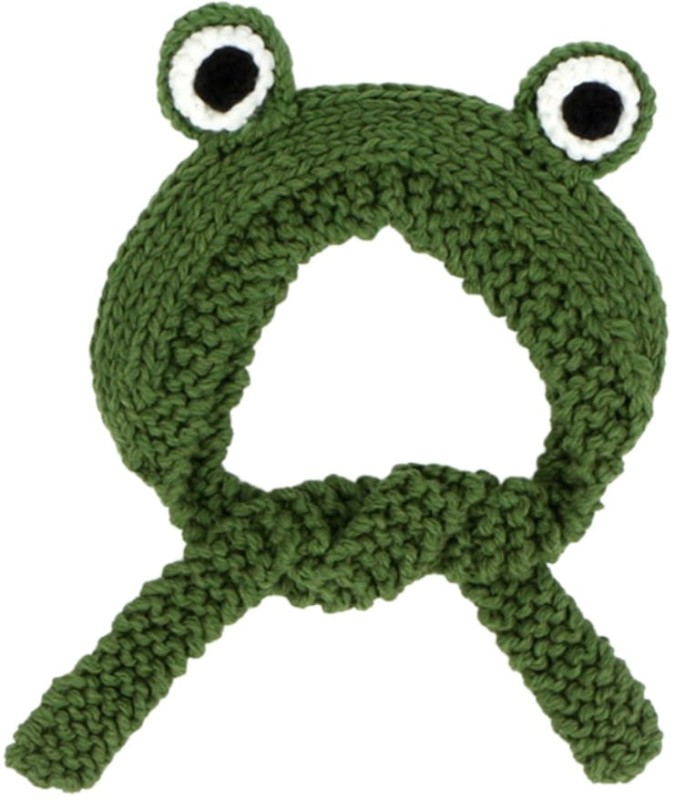 Dámská zimní pletená čelenka s žabíma očima, zelená, univerzální velikost, materiál 50% polyester a 50% akryl