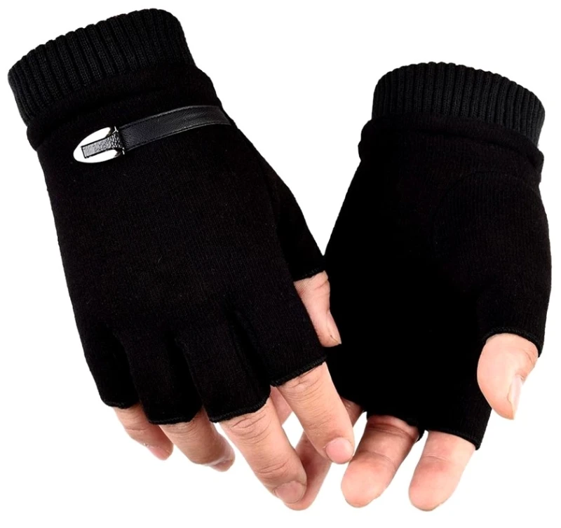 Pánské zimní sportovní palčáky pro řidiče, černé, kvalitní umělé kůže, 18.5 cm