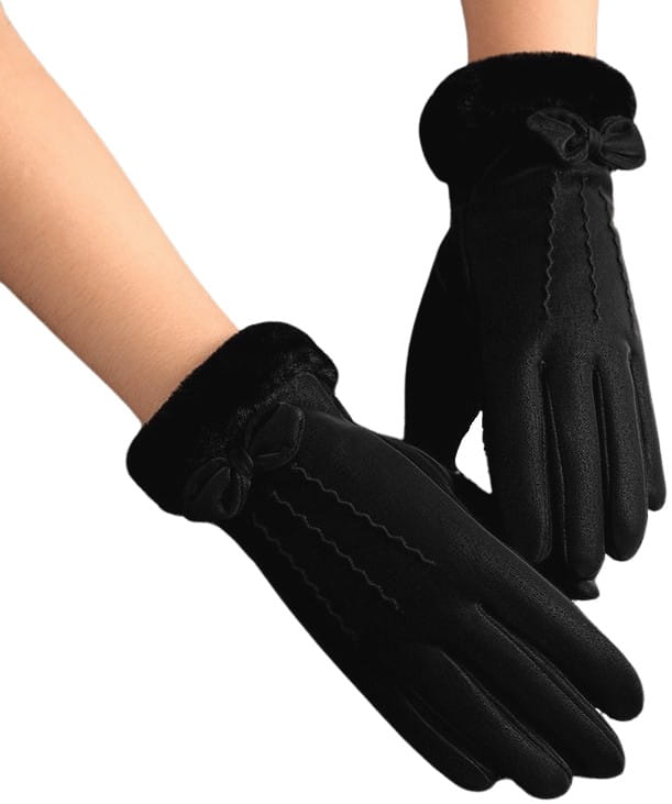 Camerazar Dámské zimní rukavice s dotykovou funkcí, černé, polyester, 23x9 cm