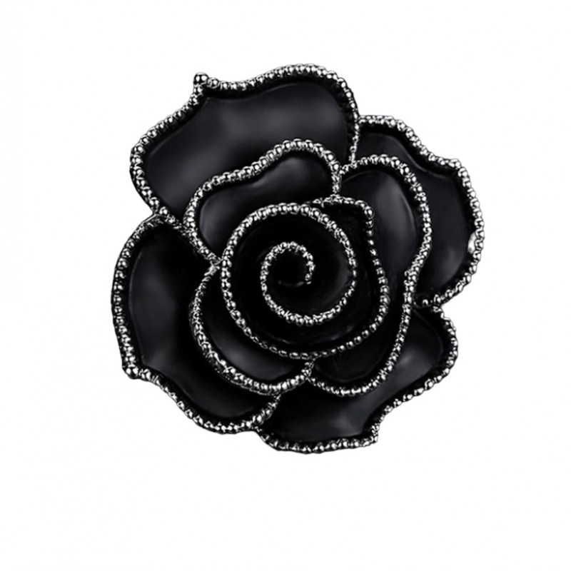Flamenco Mystique Elegantní Ozdobná brož Black Rose BZ120, černá, s krystaly, 3.7 cm x 3.7 cm