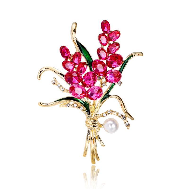 Flamenco Mystique Křišťálová brož ve tvaru květinové kytice BZ138R, rozměry 4,8 x 6,2 cm, hmotnost 14 g, bez niklu a chromu