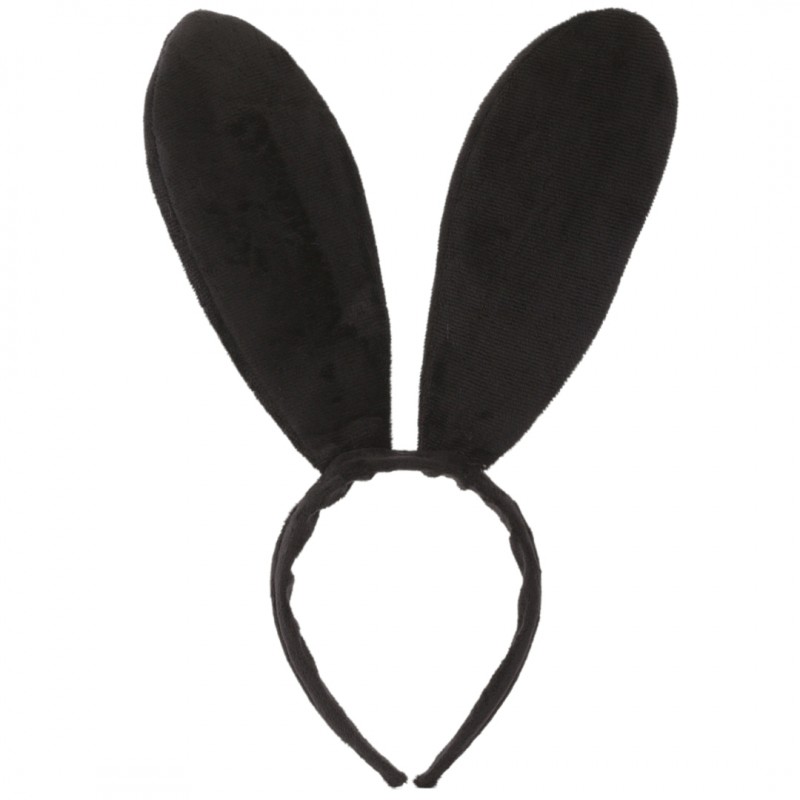 Flamenco Mystique Černá ozdobná čelenka s ušima zajíčka z polyesteru