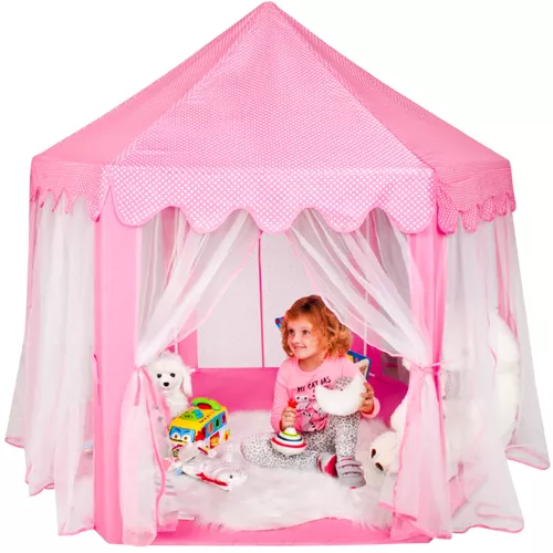 Kruzzel Dětský stan Palace, růžový, polyester a plast, 135x135x140 cm