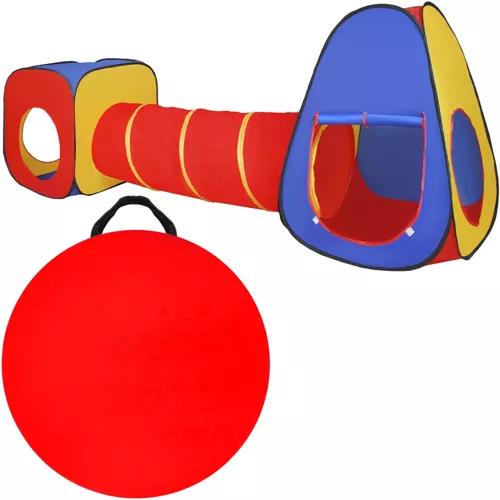 Kruzzel Dětský stan 3v1: Tipi, Tunel a Dům, Vícebarevný, Rozměry 288 x 94 x 70 cm