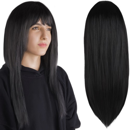 Soulima Dlouhá hustá dámská paruka s obrubníkem, černá, syntetické vlasy, univerzální velikost