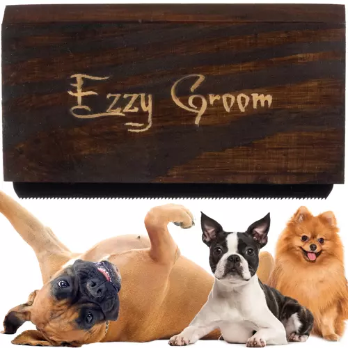 EzzyGroom Kartáč na měkké/tvrdé vlasy Ezzy Groom, kov/dřevo, 10 x 5,5 x 2 cm