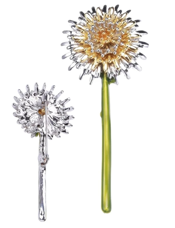 Camerazar Elegantní květinová brož s kubickými zirkony, špendlíková spona, stříbrná